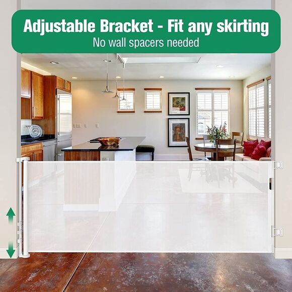 110" x 35" Retractable Baby Gate – Indoor/Outdoor Driveway Safety Barrier Fence - Picture 5 of 13